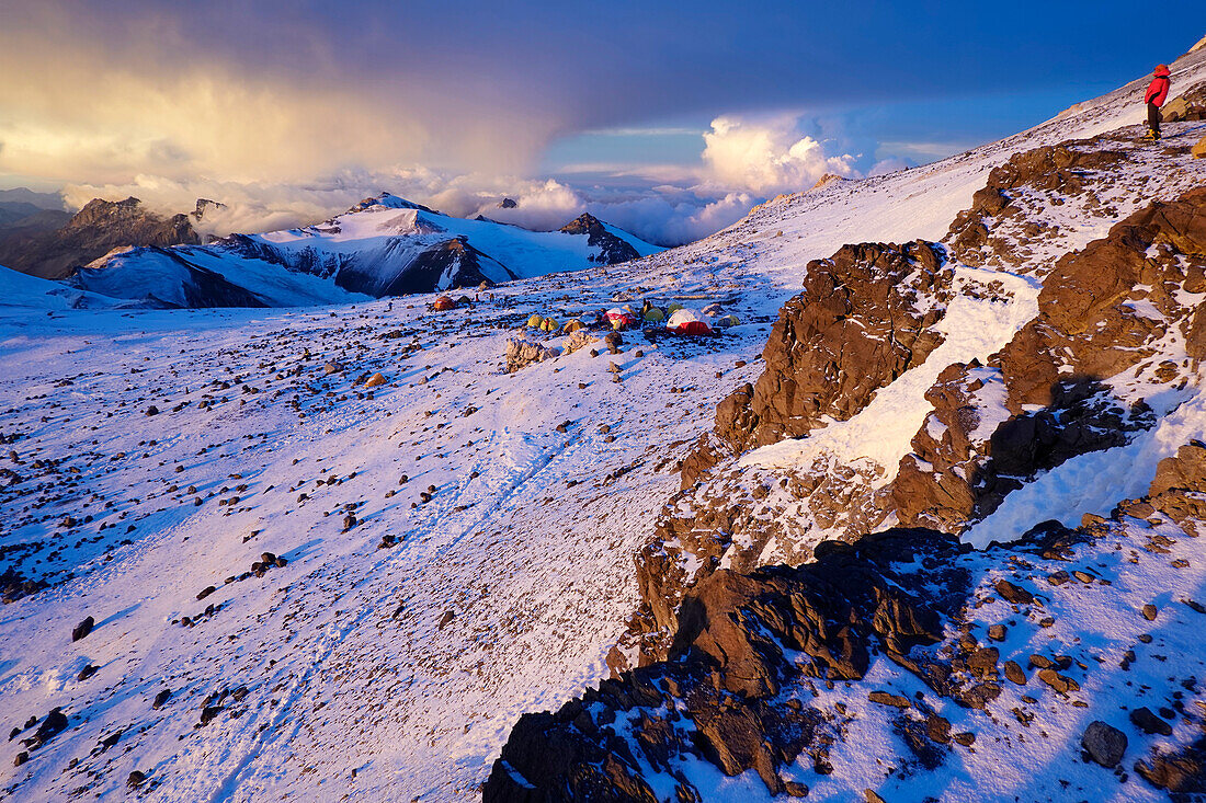 Landscape after a snow storm on Aconcagua, 6961 metres, the highest mountain in the Americas and one of the Seven Summits, Andes, Argentina, South America