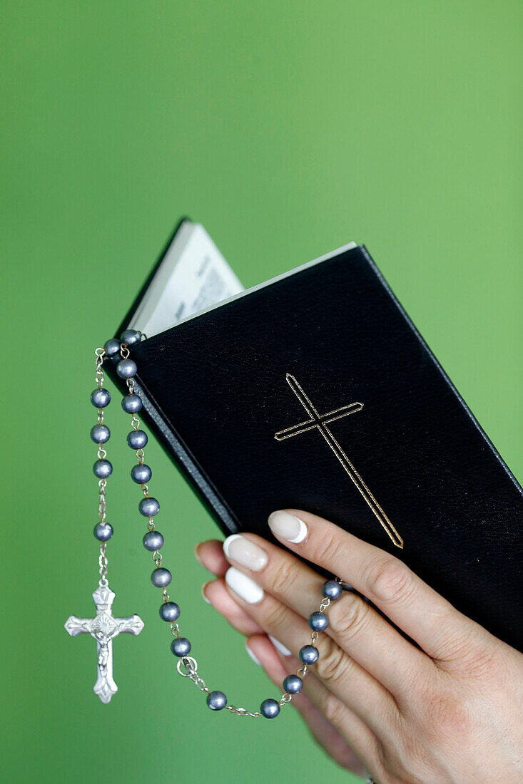 Woman reading the Holy Bible, Christian faith and religion concept, Vietnam, Indochina, Southeast Asia, Asia