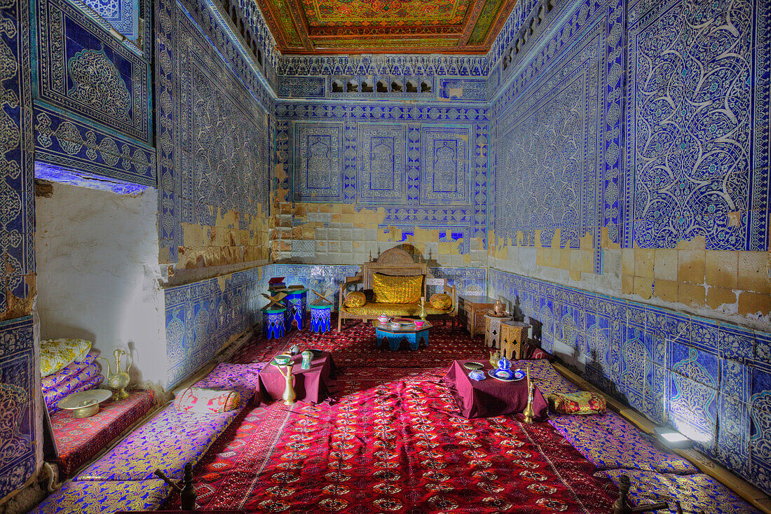 Empfangsraum des Emirs, Tasch Khauli Palast, 1830, Ichon Qala (Itchan Kala), UNESCO-Welterbe, Chiwa, Usbekistan, Zentralasien, Asien