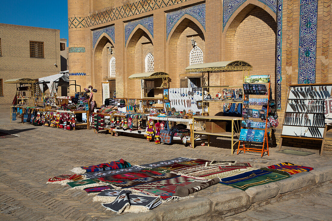 Goods for Sale, Islam Khoja Madrasah, Ichon Qala (Itchan Kala), UNESCO World Heritage Site, Khiva, Uzbekistan, Central Asia, Asia