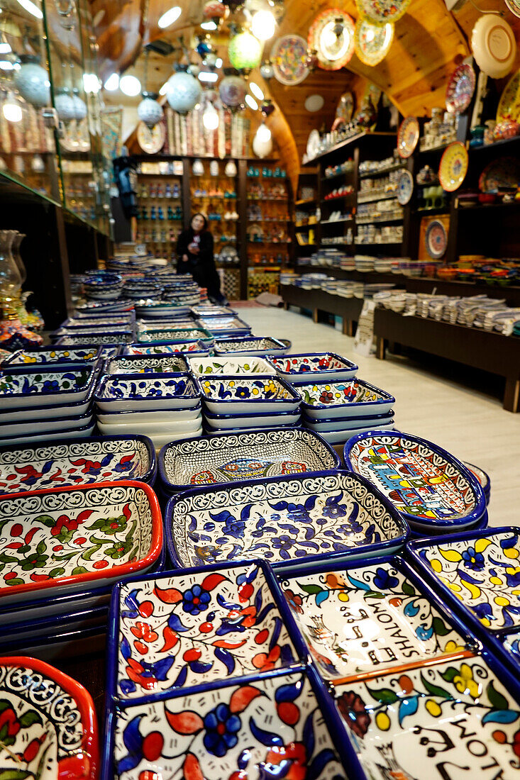 Ceramics on sale in the Old City of Jerusalem, Israel, Middle East