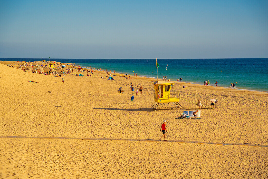 View of Playa del Matorral beach, Morro Jable, Fuerteventura, Canary Islands, Spain, Atlantic, Europe