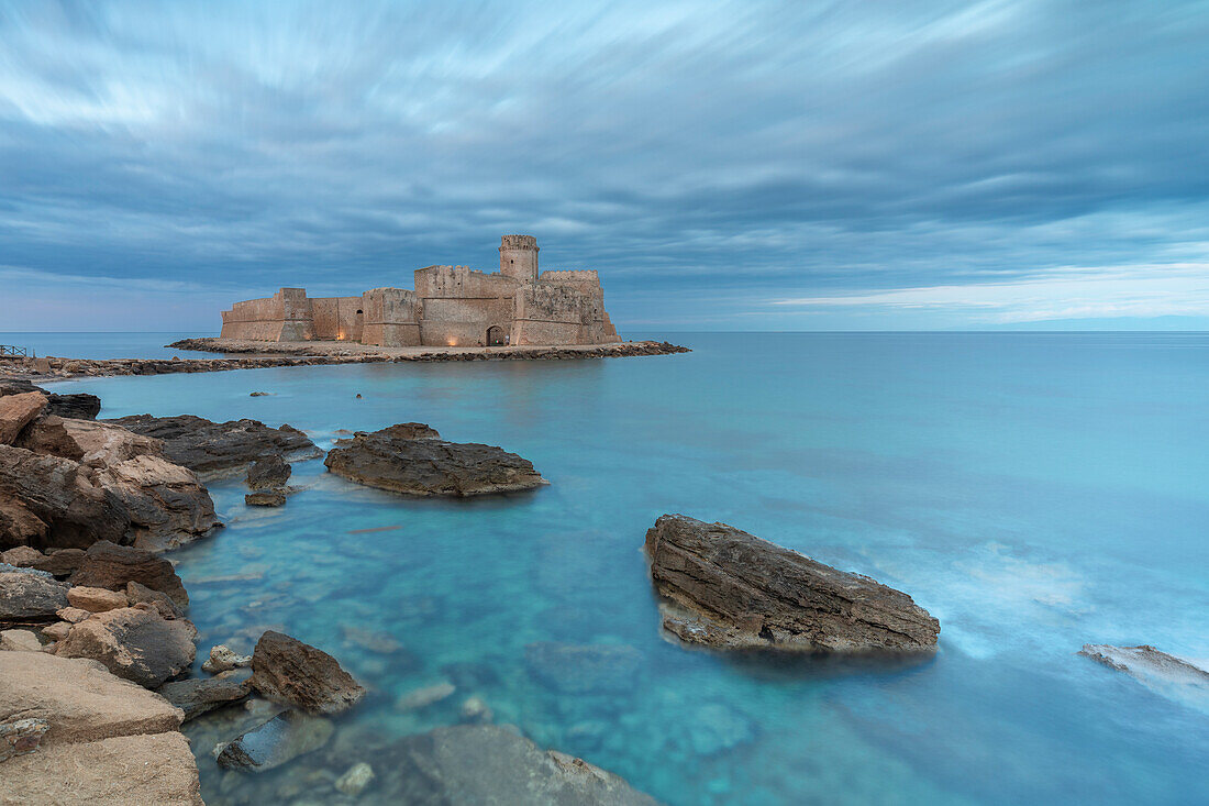 Sunrise at Le Castella, Island of Capo Rizzuto, Province of Crotone, Calabria, Italy, Europe