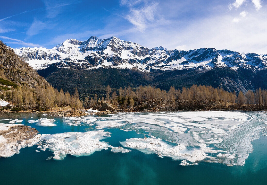 Thaw of lagazzuolo lake in Valmalenco, Sondrio province, Valtellina, Lombardy, Italy, Eorope