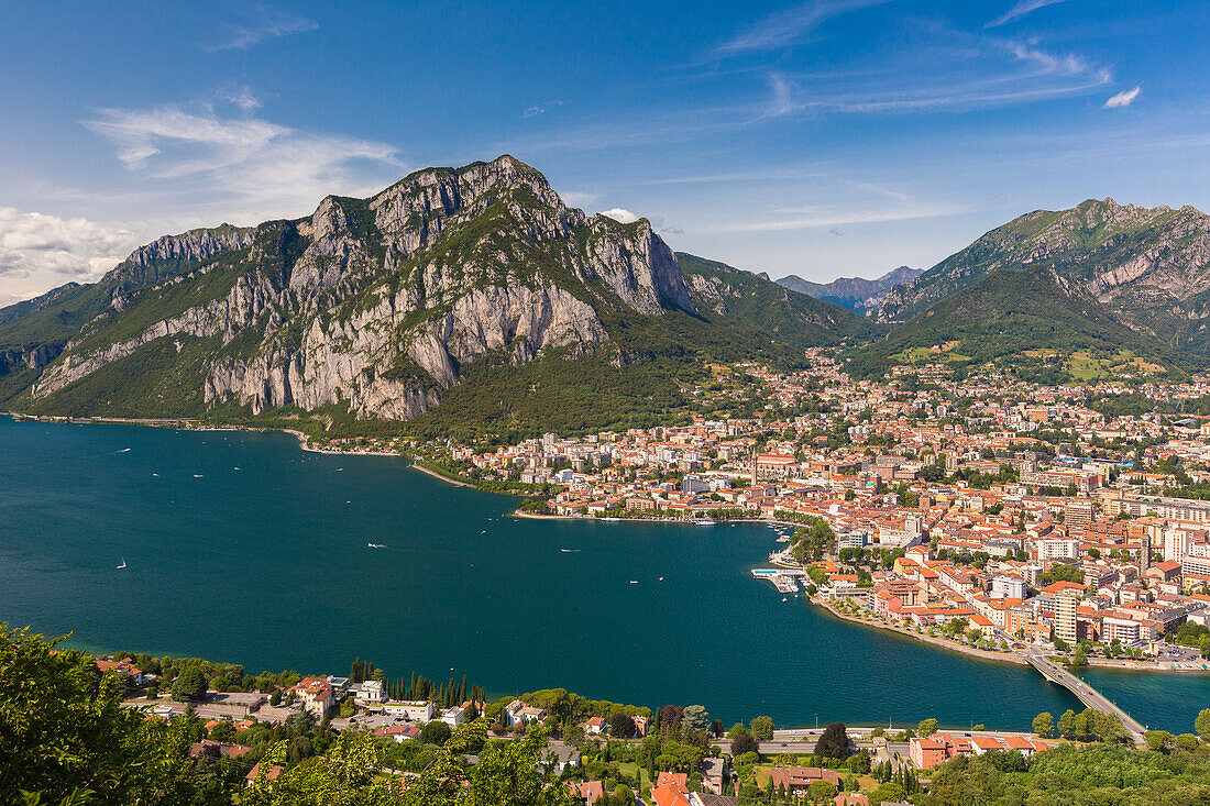 A view of lake Como (ramo di Lecco), Coltignone mount and Lecco city from Pian Sciresa, Lecco province, Lombardy, Italy, Europe