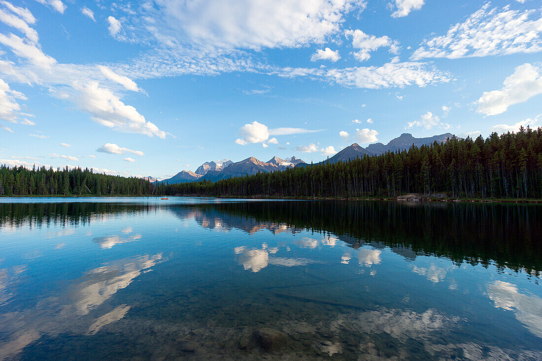 Reflections at Herbert Lake, Icefield parkway, Lake Louise, Banff national park, Alberta, Canada