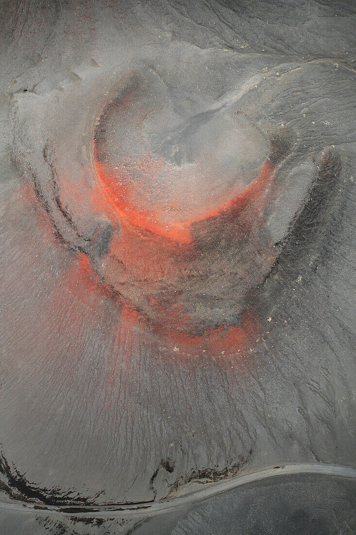 aerial view taken by drone of an inactive volcano in Landlammalaugar area, Sudurland, Iceland, Europe