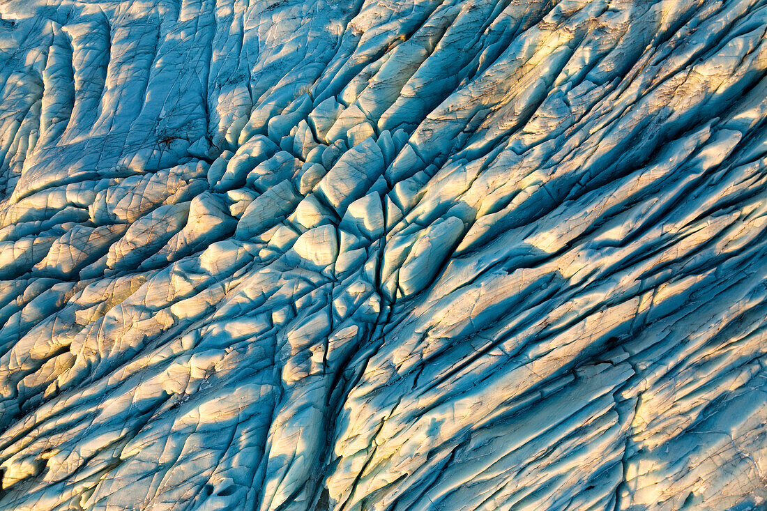 aerial view taken by drone of Skaftafellsjokull glacier, Austurland, Iceland, Europe