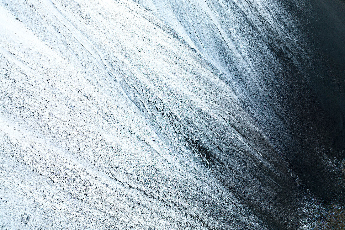 aerial abstract taken by drone of icelandic river during a winter day, Austurland, Iceland, Europe