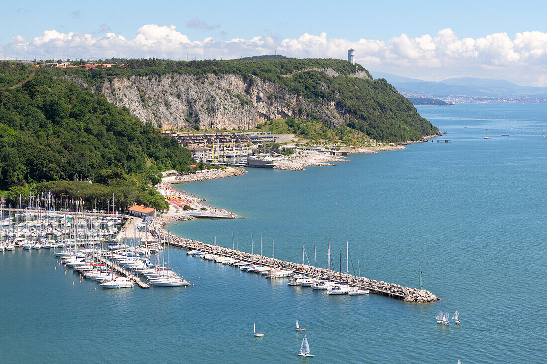 Sistiana Bay and Portopiccolo from Rilke Trail, Duino-Aurisina, Trieste province, Friuli - Venezia Giulia, Italy.