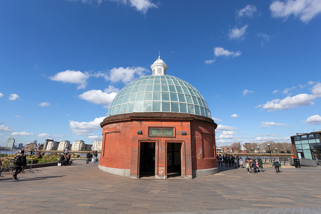 The entrance of Greenwich Foot Tunnel, Greenwich, London, Great Britain, UK