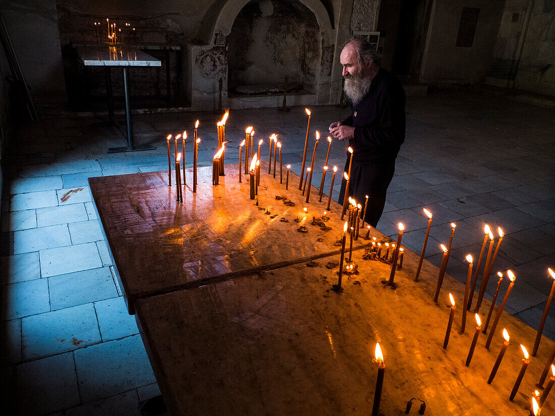 Candles inside Studenica monastery