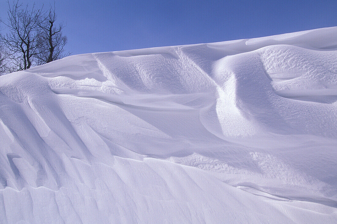 Winter snowdrift snowbank ridge after blizzard at Patricia Beach on Lake Winnipeg Manitoba Canada