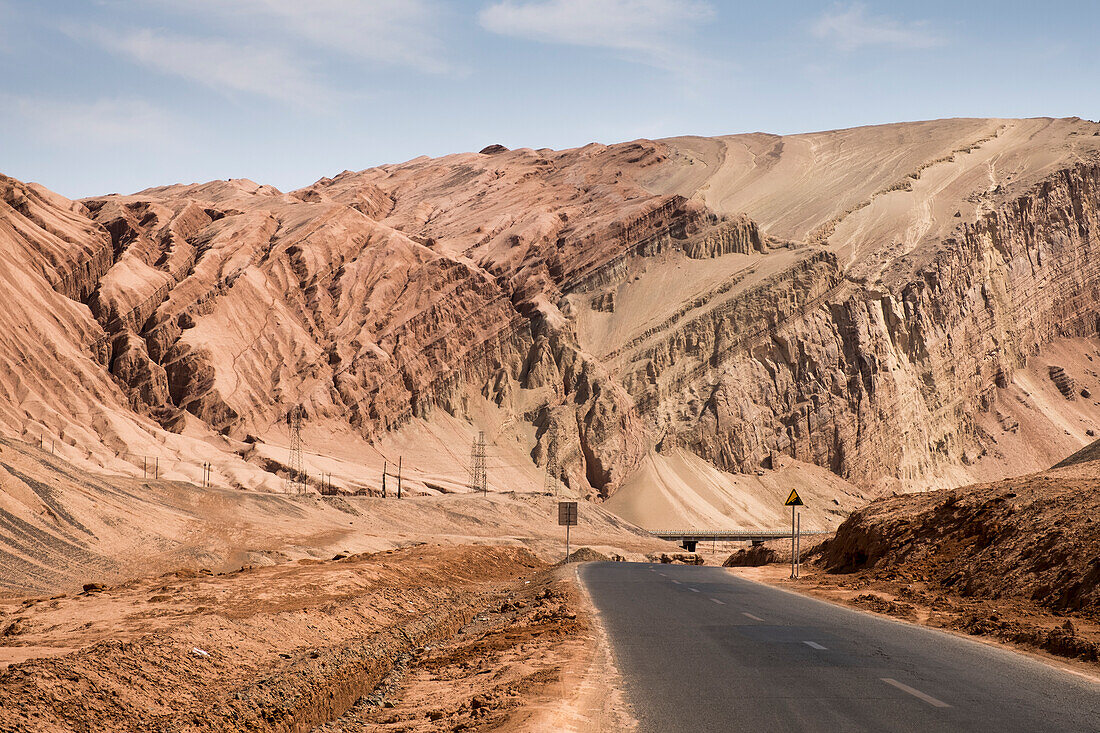 Road in the middle of Gaochang or Flaming Mountains