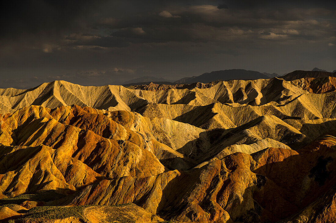 Beautiful light during sunset at the Rainbow Mountains of Zhangye Danxia National Geological Park