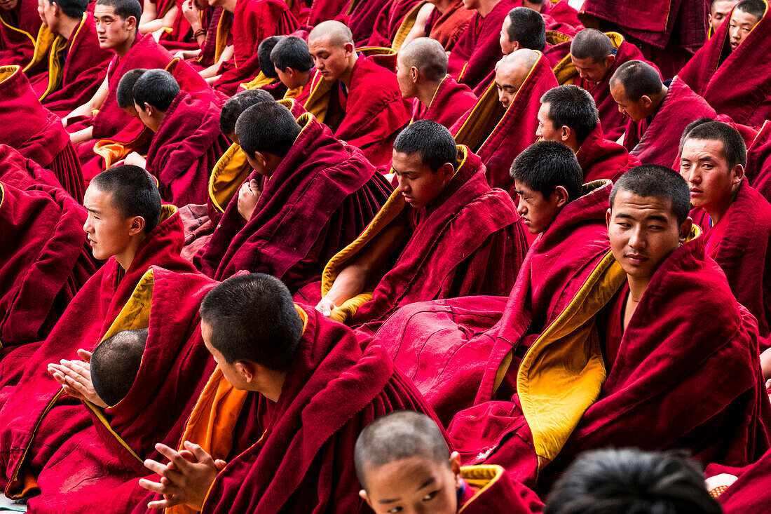 Gelugpa, or Yellow Hat school, buddhist monks in Labrang monastery