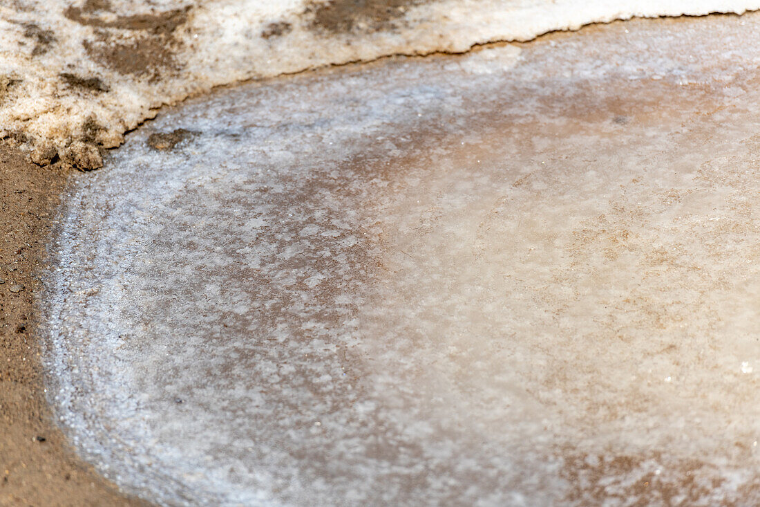 Salt crystals, Salt marshes, Isla Cristina, Spain