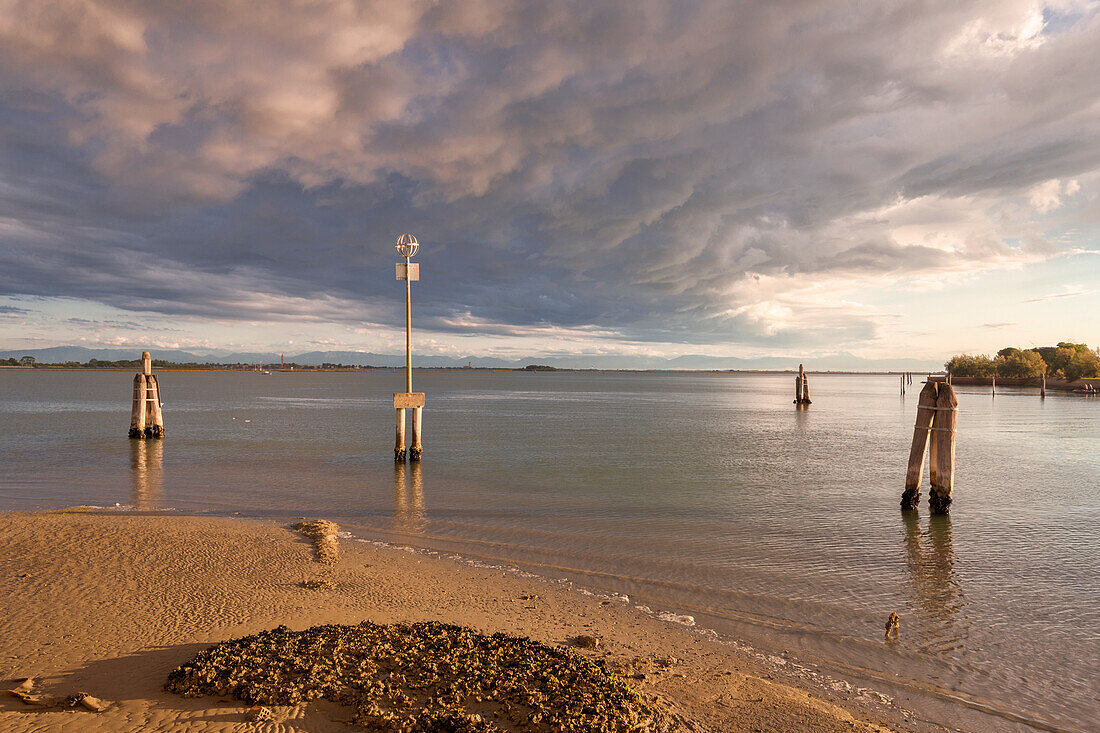 Laguna di Venezia after the storm as seen from Lungomare San Felice, Punta Sabbioni, Venice, Veneto, Italy, Europe