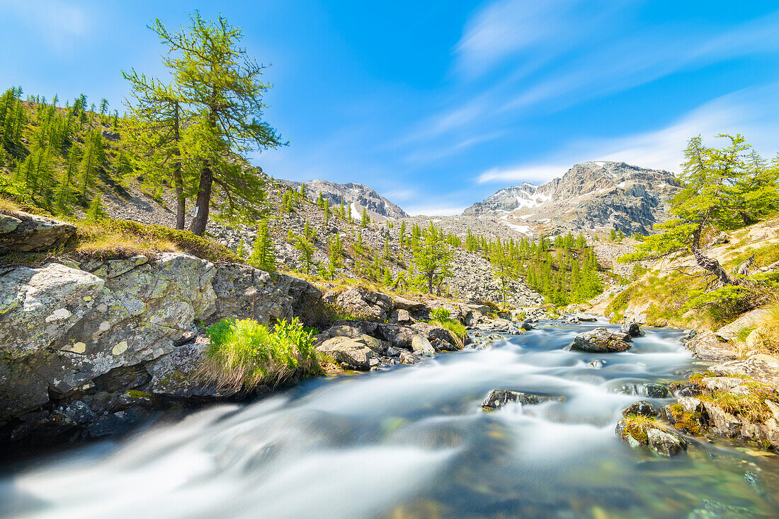 Torrent Chalamy, Vallon de Chalamy, Naturpark Mont Avic, Aostatal, Italienische Alpen, Italien