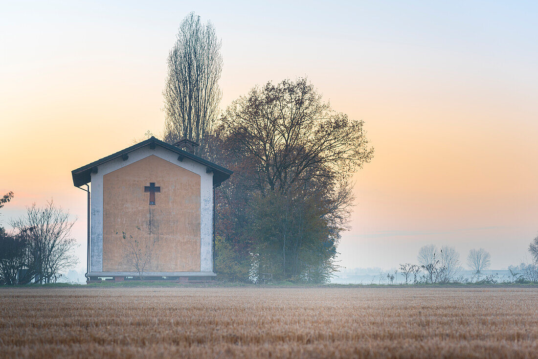 Church in the countryside, San Materno, Dorno, Lomellina, province of Pavia, Lombardy, Italy