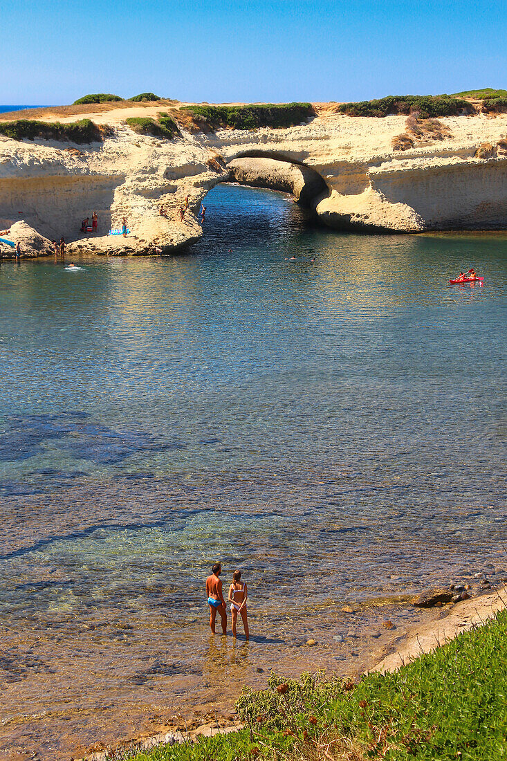 The natural rock arch of S'Archittu, Cuglieri, Oristano district, Sardinia, Italy, Europe.