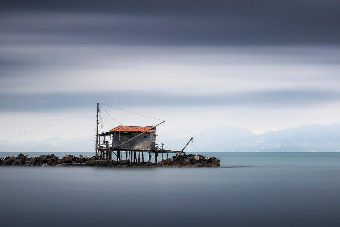 Long exposure in Bocca d'Arno, Marina di Pisa, province of Pisa, Tuscany, Italy, Europe