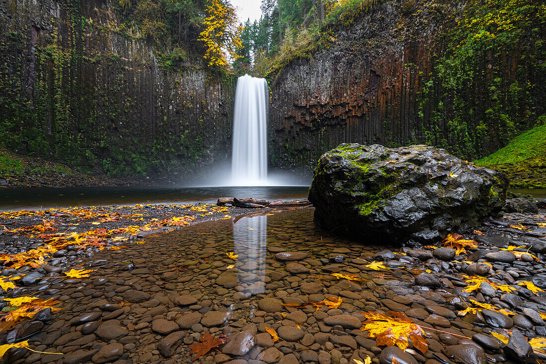 Abiqua Falls in autumn. Scotts Mills, Marion county, Oregon, USA.