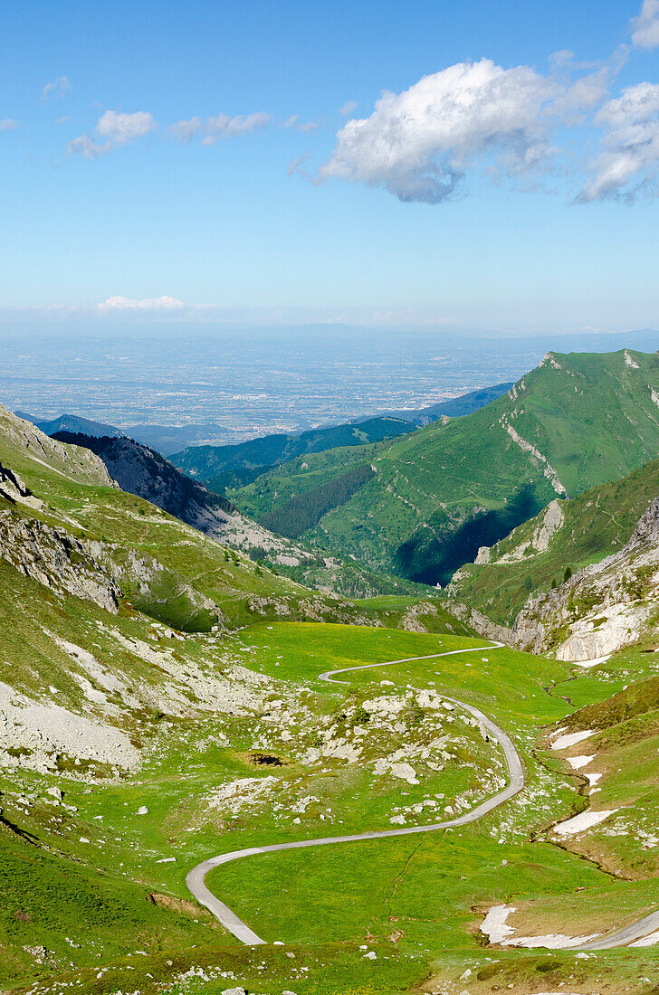 Viewpoint of Grana Valley from the Esischie pass, Castelmagno, Piedmont, Italy