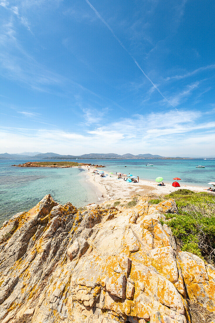 The beach of Spalmatore di Terra on Spalmatore Cape on the Island of Tavolara (Olbia, Sassari province, Sardinia, Italy, Europe)