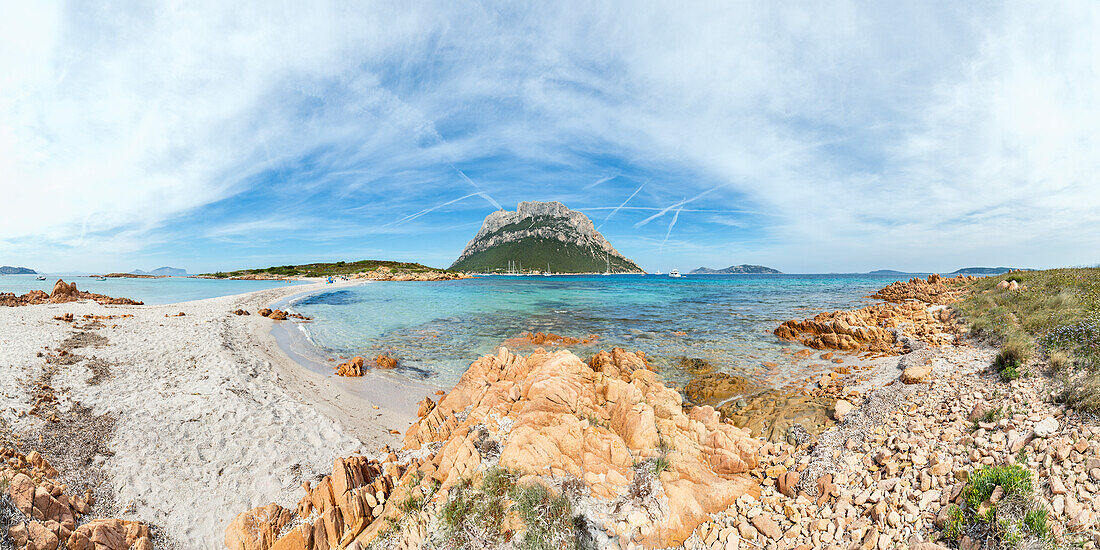 The beach of Spalmatore di Terra on Spalmatore Cape on the Island of Tavolara (Olbia, Sassari province, Sardinia, Italy, Europe)