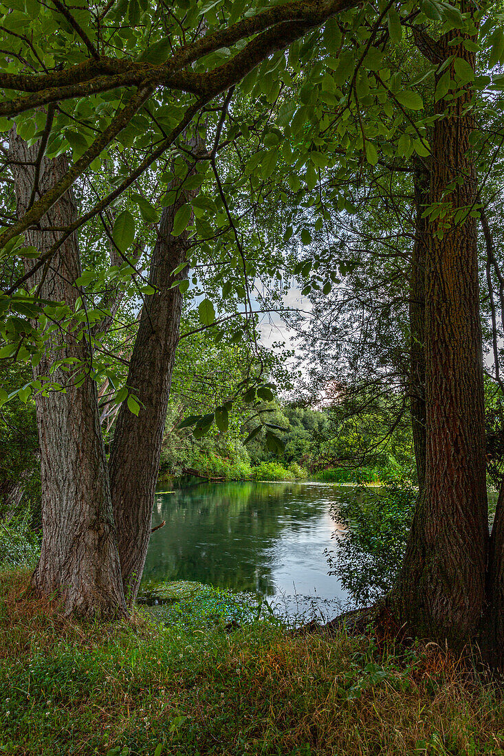 A glimpse of the Tirino river in Capestrano. Abruzzo, Italy, Europe