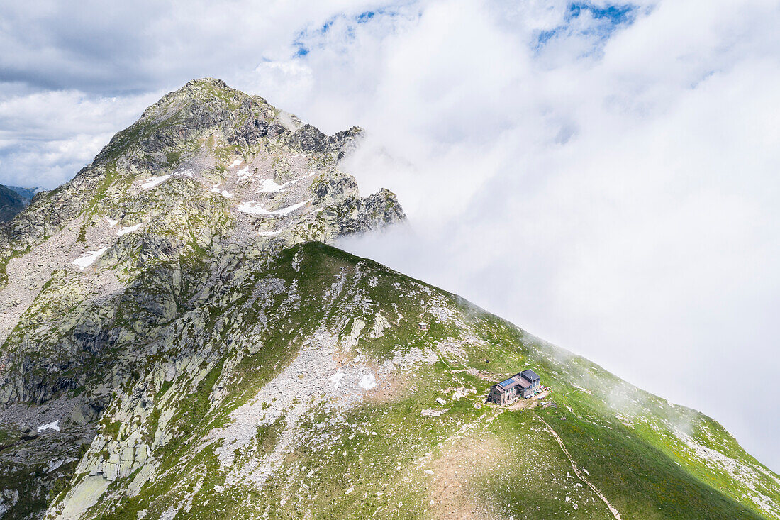 The Rifugio Coda on the ridge between Aosta Valley and Piedmont (Pollone, Biella province, Piedmont, Italy, Europe)