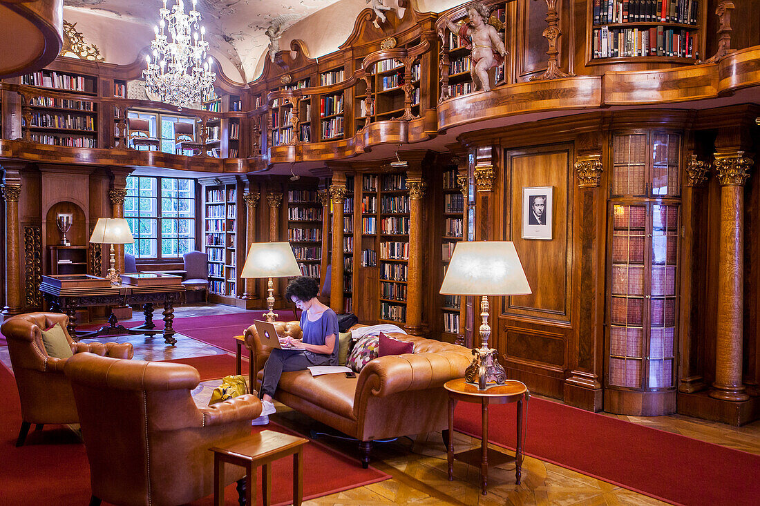 Library of leopoldskron palace hotel, Salzburg, Austria