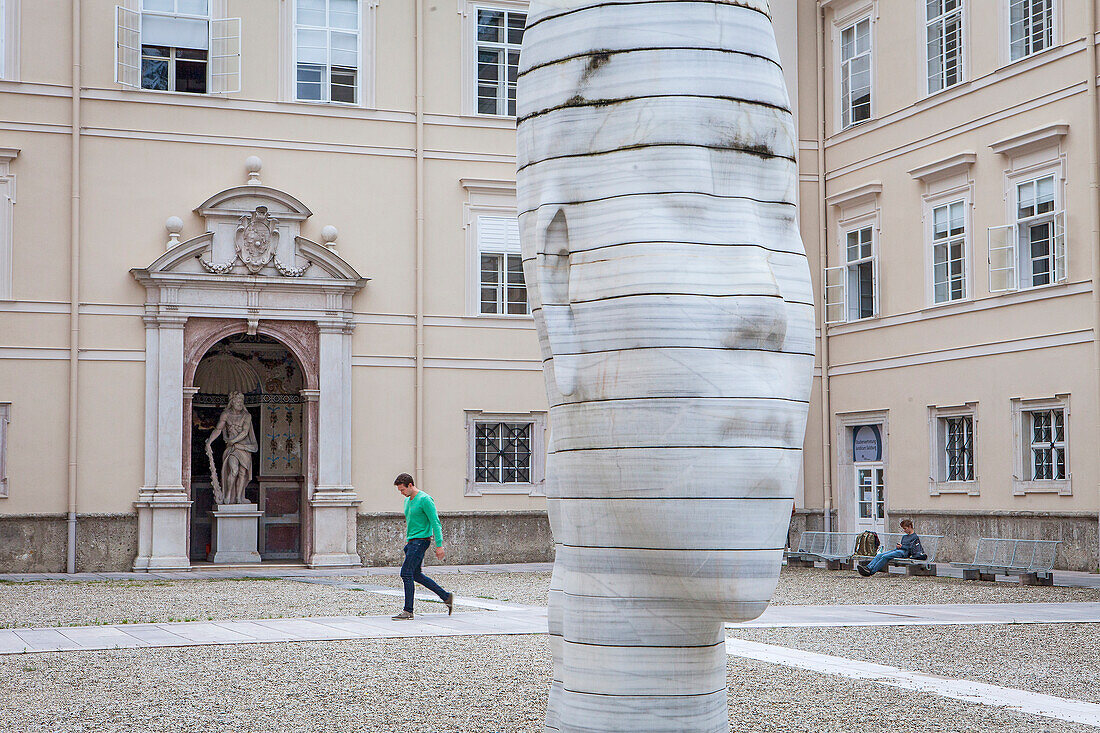 Marble sculpture "Awilda" by the Catalan artist Jaume Plensa, Dietrichsruh-Platz square of the University of Salzburg, Austria