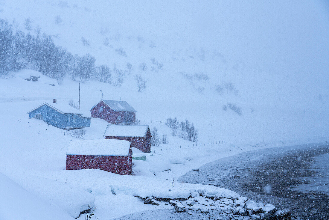 Europe, Norway, Finnmark, Fjords during a storm