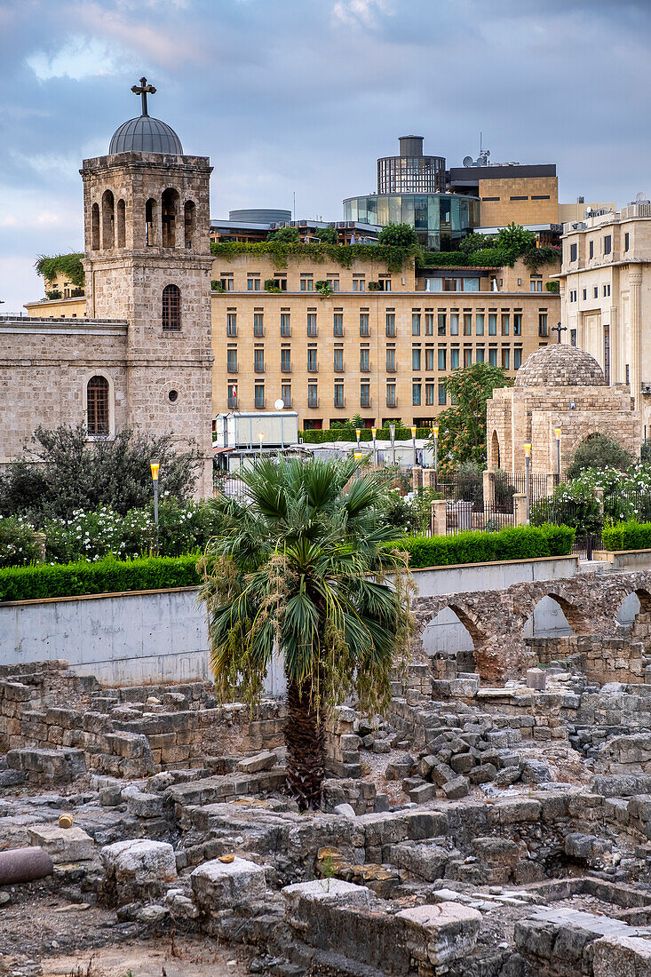 Roman Forum and Saint George Greek Orthodox Cathedral, Downtown, Beirut, Lebanon