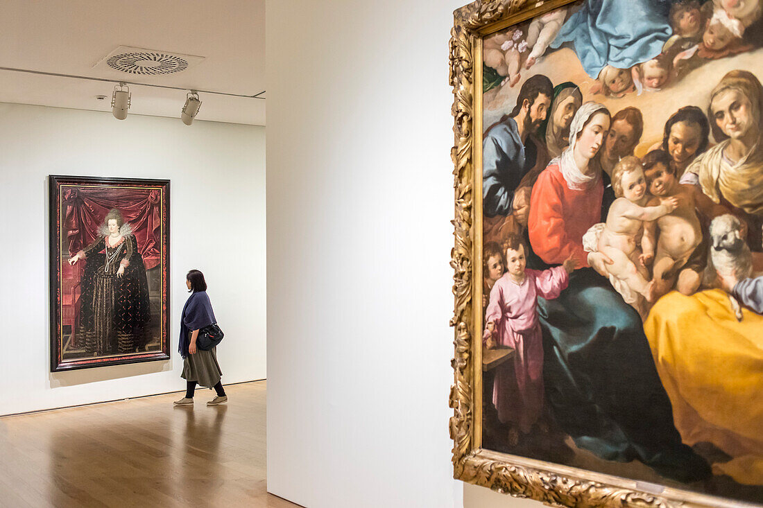 Rechts "Die heiligen Verwandten" von Herrera dem Älteren, Francisco de, links "Maria de Medici" von Pourbus dem Jüngeren, Frans. Museo de Bellas Artes oder Museum der Schönen Künste, Bilbao, Spanien