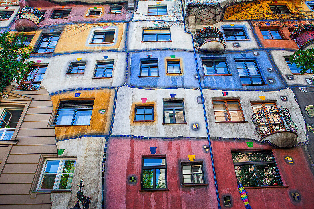 Hundertwasser Haus ein Wohngebäude von Friedensreich Hundertwasser, Wien, Österreich