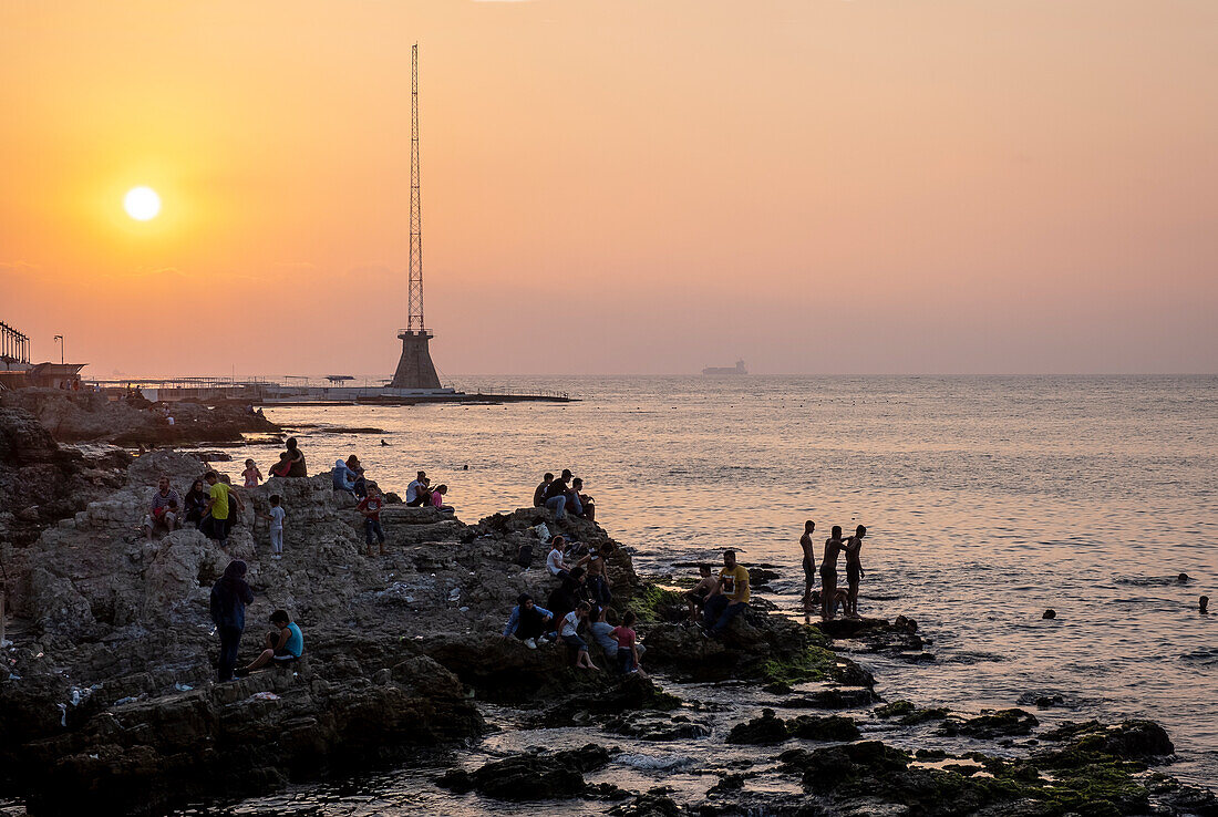 Badende, Corniche, Beirut, Libanon