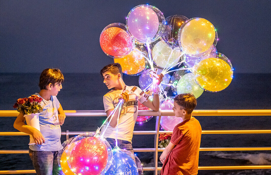 Children working, Flowers and balloons vendors, Beirut, Lebanon