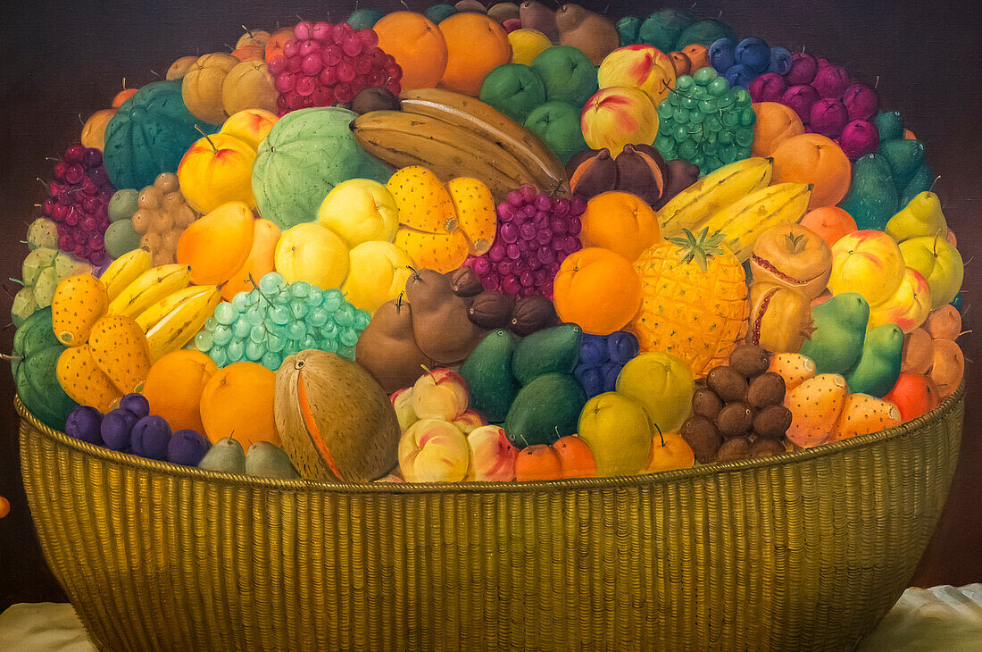 Canasta de Frutas" von Fernando Botero, Botero-Museum, Bogota, Kolumbien
