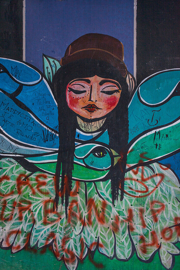 Detail of mural, in Plaza Camacho, La Paz, Bolivia