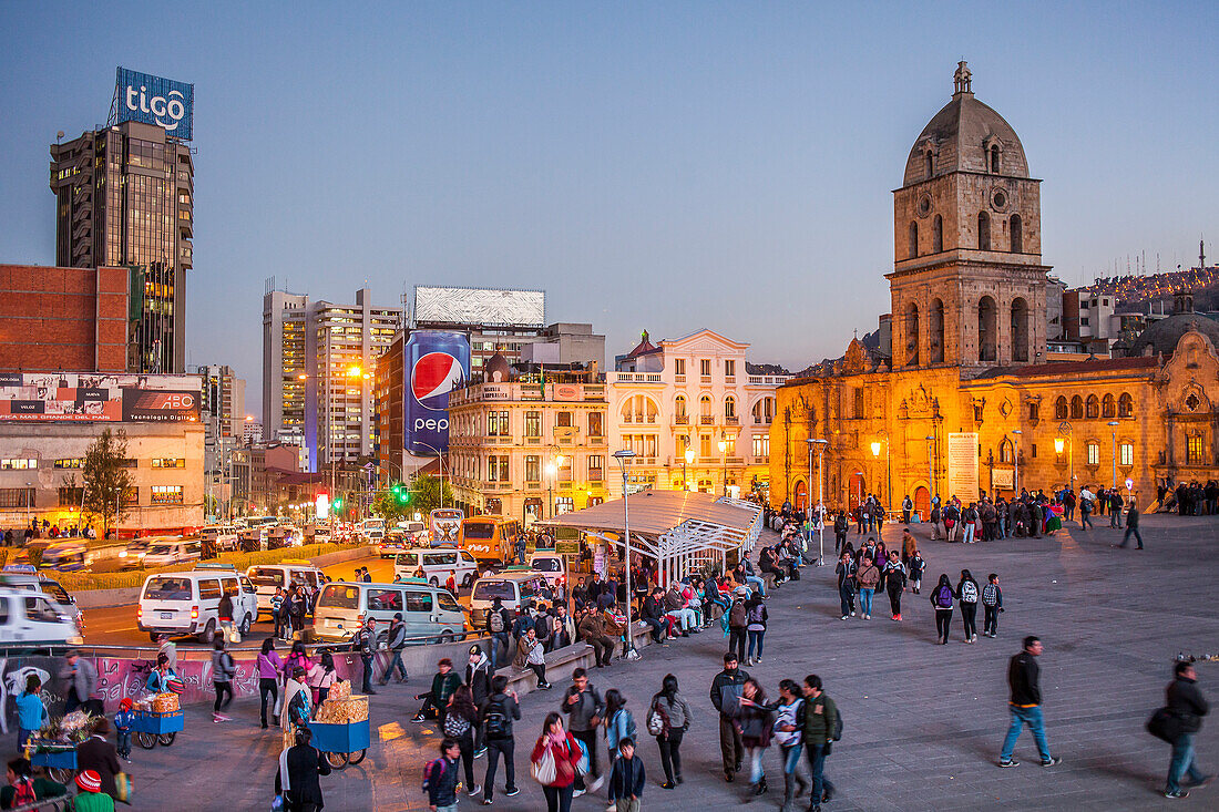 Plaza de San Francisco, in background San Francisco Church, La Paz, Bolivia