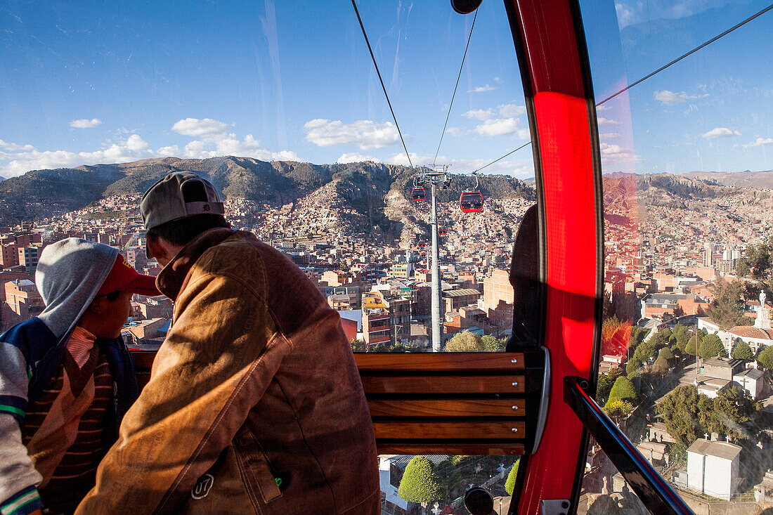 Panoramablick von der Seilbahn nach El Alto, La Paz, Bolivien