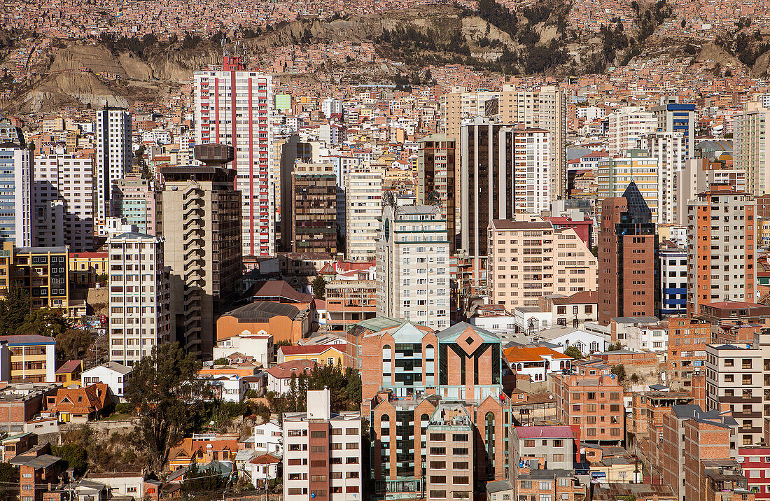 Panoramablick auf das Stadtzentrum, La Paz, Bolivien