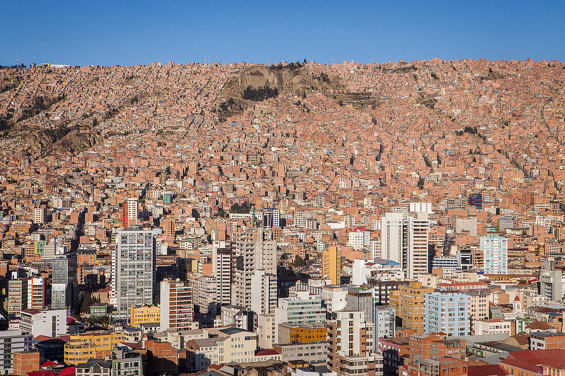 Panoramablick auf das Stadtzentrum, La Paz, Bolivien