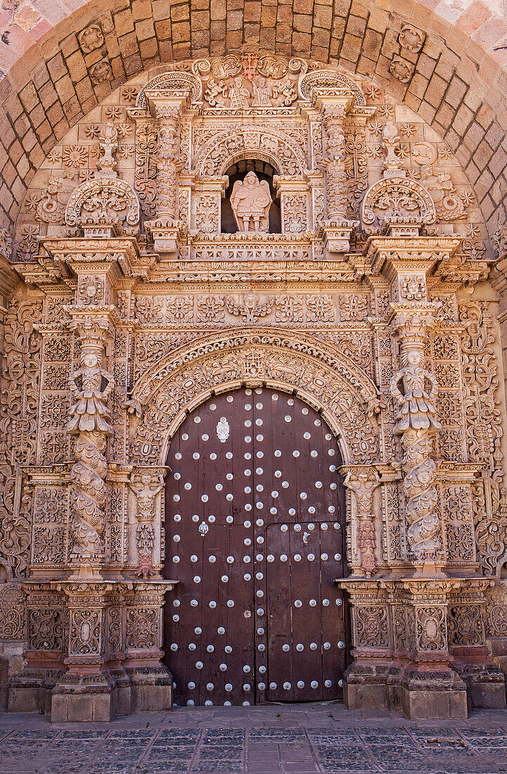 Facade of San Lorenzo church, Potosi, Bolivia