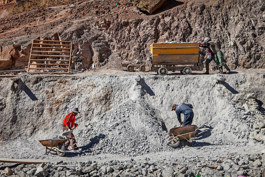 Miners at Pailaviri mine, Cerro Rico, Potosi, Bolivia