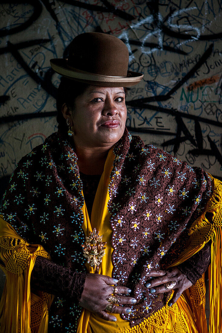 Angela la Folclorista, Cholita-Ringerin, El Alto, La Paz, Bolivien
