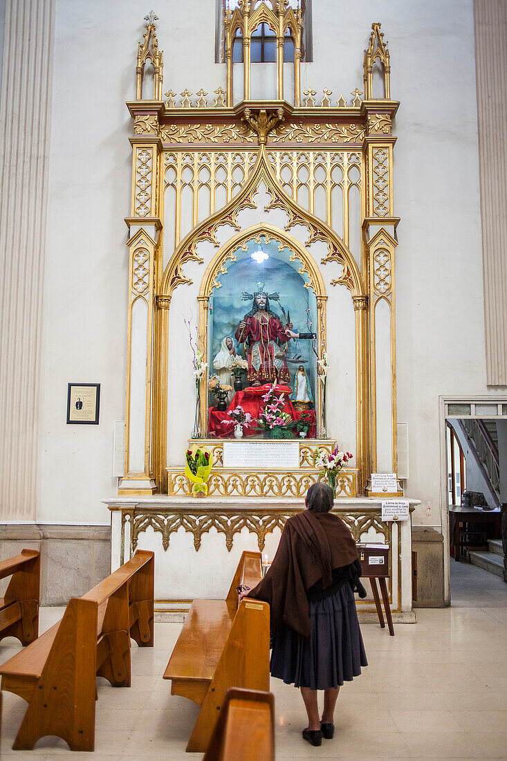 praying, cathedral, Cochabamba, Bolivia